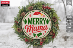 Merry Mama SVG | Christmas Round Sign SVG | Xmas SVG Product Image 1