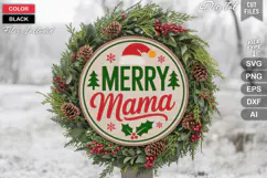 Merry Mama SVG | Christmas Round Sign SVG | Xmas SVG Product Image 1
