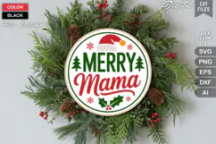 Merry Mama SVG | Christmas Round Sign SVG | Xmas SVG Product Image 2