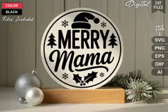Merry Mama SVG | Christmas Round Sign SVG | Xmas SVG Product Image 3