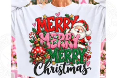 Merry Merry Merry Christmas PNG Design, Cute Santa Claus and Product Image 1