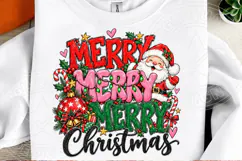 Merry Merry Merry Christmas PNG Design, Cute Santa Claus and Product Image 2
