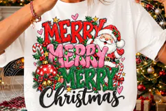 Merry Merry Merry Christmas PNG Design, Cute Santa Claus and Product Image 3