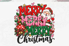 Merry Merry Merry Christmas PNG Design, Cute Santa Claus and Product Image 5