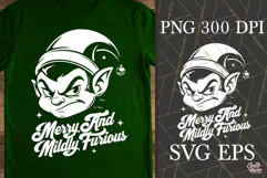 Merry And Mildly Furious Elf Christmas SVG PNG Product Image 1