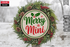 Merry Mini SVG | Christmas Round Sign SVG | Xmas SVG Product Image 1
