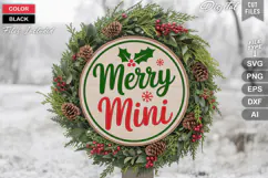 Merry Mini SVG | Christmas Round Sign SVG | Xmas SVG Product Image 1