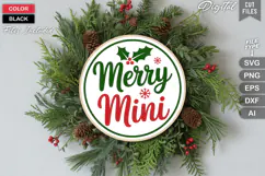 Merry Mini SVG | Christmas Round Sign SVG | Xmas SVG Product Image 2
