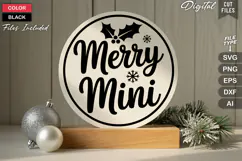 Merry Mini SVG | Christmas Round Sign SVG | Xmas SVG Product Image 3