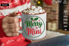 Merry Mini SVG | Christmas Round Sign SVG | Xmas SVG Product Image 5