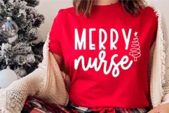 Merry Nurse SVG - Holiday Christmas Sweater Nurse Claus Product Image 4