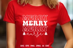 Merry Nurse Christmas SVG, Nurse Life Xmas Trendy Cut Files Product Image 1