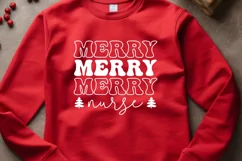 Merry Nurse Christmas SVG, Nurse Life Xmas Trendy Cut Files Product Image 2
