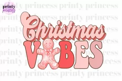 Retro Christmas Vibes PNG, Pink Christmas Sublimation Design Product Image 1