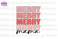 Merry Mama PNG, Pink Christmas Sublimation Design Product Image 1