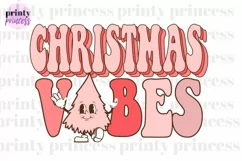 Retro Christmas Vibes PNG, Pink Christmas Sublimation Design Product Image 3