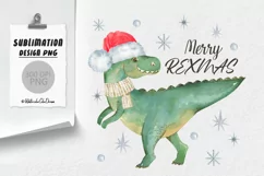 Dinosaur Christmas Sublimation. Merry Rexmas PNG Product Image 1