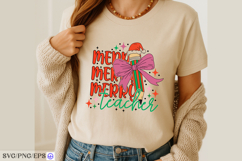 Christmas Merry Teacher SVG PNG T-shirt Design Product Image 3