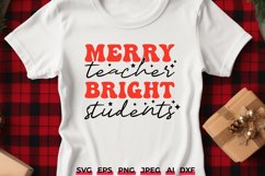 Merry Teacher Bright Students SVG | Retro Christmas Teacher Product Image 1