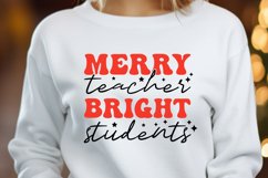 Merry Teacher Bright Students SVG | Retro Christmas Teacher Product Image 3