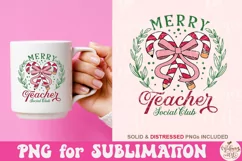 Merry Teacher Social Club Png, Pencil Coquette Bow Png Product Image 2
