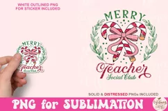 Merry Teacher Social Club Png, Pencil Coquette Bow Png Product Image 3