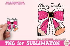 Merry teacher PNG, Teacher christmas PNG Product Image 1