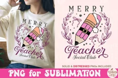 Merry Teacher Social Club Png, Pencil Coquette Bow Png Product Image 1