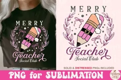 Merry Teacher Social Club Png, Pencil Coquette Bow Png Product Image 2