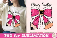 Merry teacher PNG, Teacher christmas PNG Product Image 2