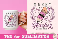Merry Teacher Social Club Png, Pencil Coquette Bow Png Product Image 3