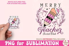 Merry Teacher Social Club Png, Pencil Coquette Bow Png Product Image 4
