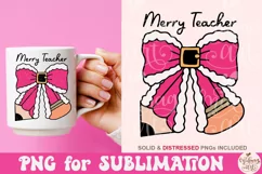 Merry teacher PNG, Teacher christmas PNG Product Image 4