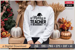 Merry Teacher SVG | Christmas SVG | Holiday SVG | Xmas SVG Product Image 2