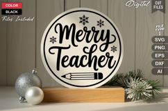 Merry Teacher SVG | Christmas Round Sign SVG | Xmas SVG Product Image 3