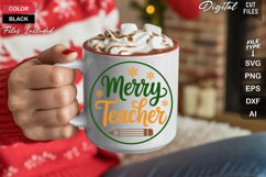 Merry Teacher SVG | Christmas Round Sign SVG | Xmas SVG Product Image 5