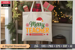 Merry Teacher SVG | Christmas SVG | Holiday SVG | Xmas SVG Product Image 5