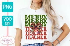 Merry Teacher sublimation PNG, Christmas teacher shirt PNG Product Image 2