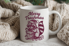 Merry Trashmas SVG, Funny Raccoon Christmas Quirky PNG Print Product Image 2
