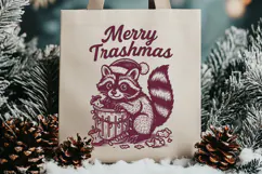 Merry Trashmas SVG, Funny Raccoon Christmas Quirky PNG Print Product Image 3