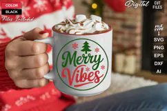 Merry Vibes SVG | Christmas Round Sign SVG | Xmas SVG Product Image 5