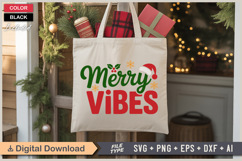 Merry Vibes SVG | Christmas SVG | Holiday SVG | Xmas SVG Product Image 5