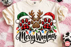 Merry Woofmas Christmas Cats PNG | Leopard & Buffalo Plaid Product Image 1