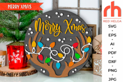merry xmas svg, deer antlers sign svg, christmas garland svg, welcome sign svg, christmas hanger svg, xmas door sign svg, seasonal sign svg, laser cut file, layered xmas sign, winter round sign svg, glowforge cut file, cricut cut file, countryside sign