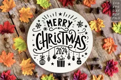 Merry Christmas 2024 Sign - Christmas SVG illustration cut Product Image 2
