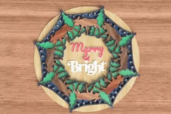 Christmas Door Sign Laser Cut file - Merry And Bright Product Image 1
