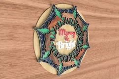 Christmas Door Sign Laser Cut file - Merry And Bright Product Image 2