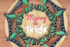 Christmas Door Sign Laser Cut file - Merry And Bright Product Image 3