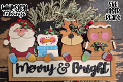 Merry and Bright Bunch Sign Laser SVG Product Image 1