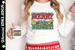 Merry And Bright- Christmas Glitter Sublimation Clipart Product Image 1